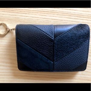Kate Spade Black leather/suede/fur bifold wallet